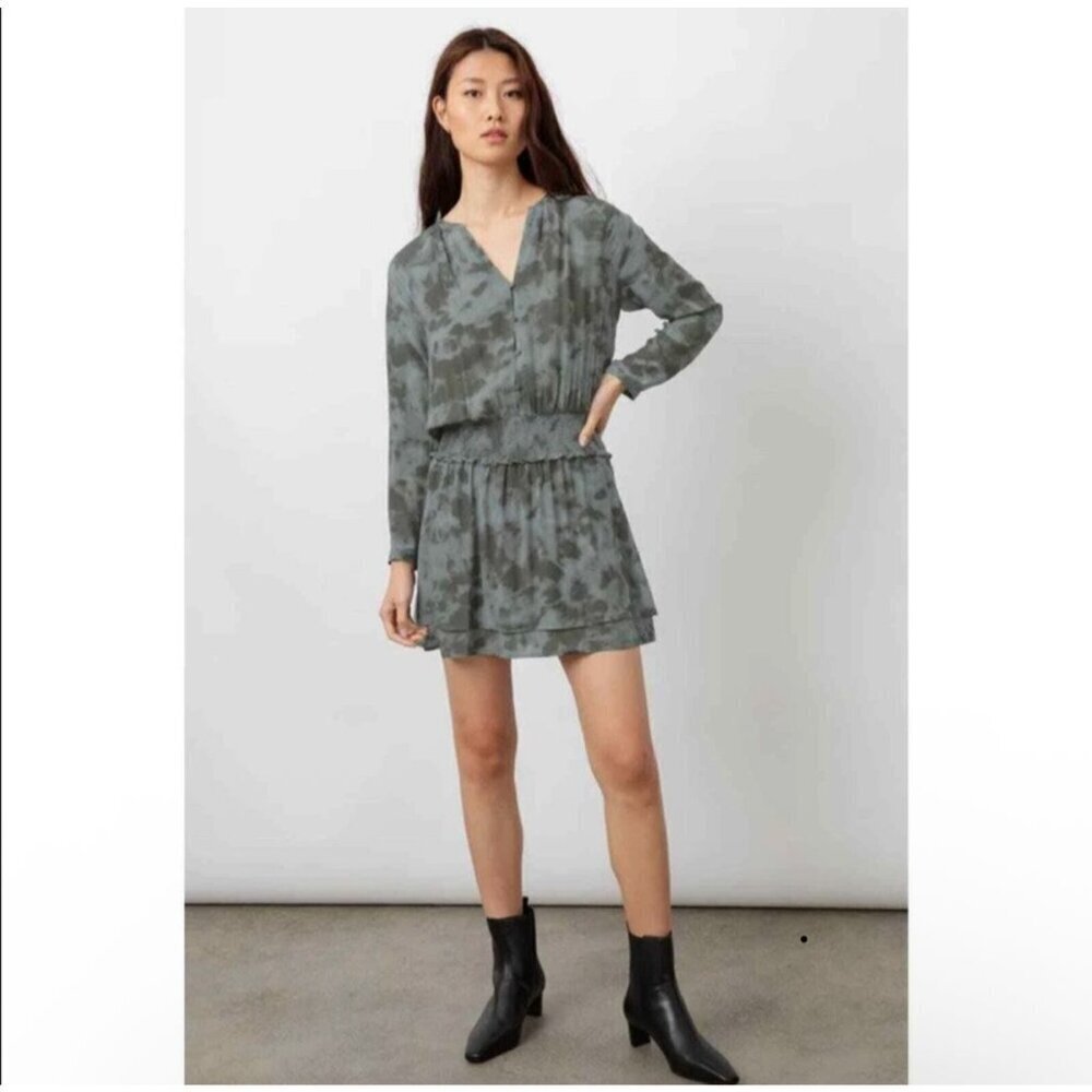 Rails Gray Slate Tie-Dye Long Sleeve Mini Jasmine Dress Women's Size M